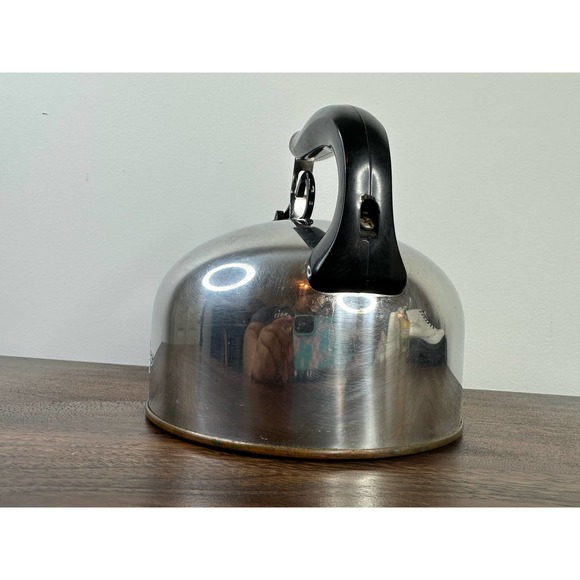 Vintage Paul Revere Ware 1801 Whistling Tea Pot Copper Bottom 2-3 Quart - Picture 4 of 4